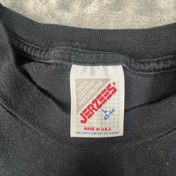 Vintage 80’s Jerzees Canis Lupas Gray Wolf Montana Black Graphic T-shirt Size L - Picture 3 of 6